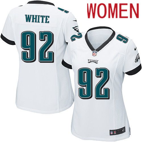 Women Philadelphia Eagles #92 Reggie White Nike White Game NFL Jersey->women nfl jersey->Women Jersey